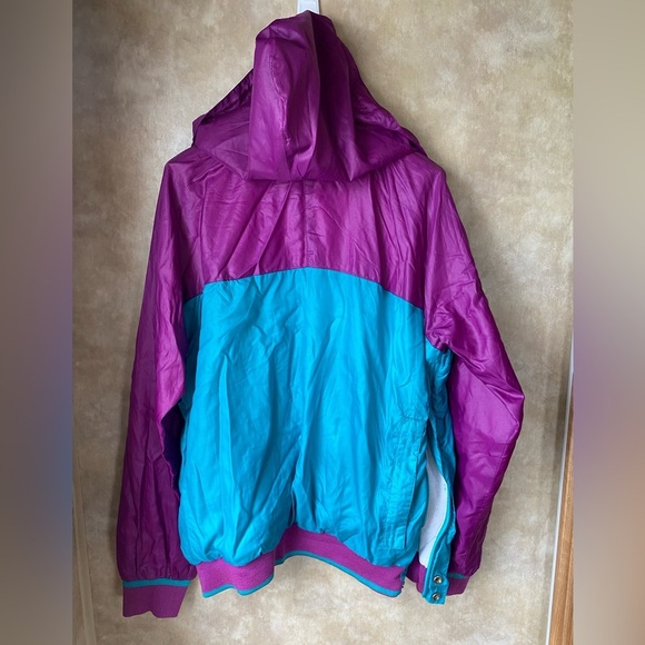 Vintage 80s 90s Puma Purple and Teal Pull Over Windbreaker Jacket Unisex Large - Picture 2 of 11